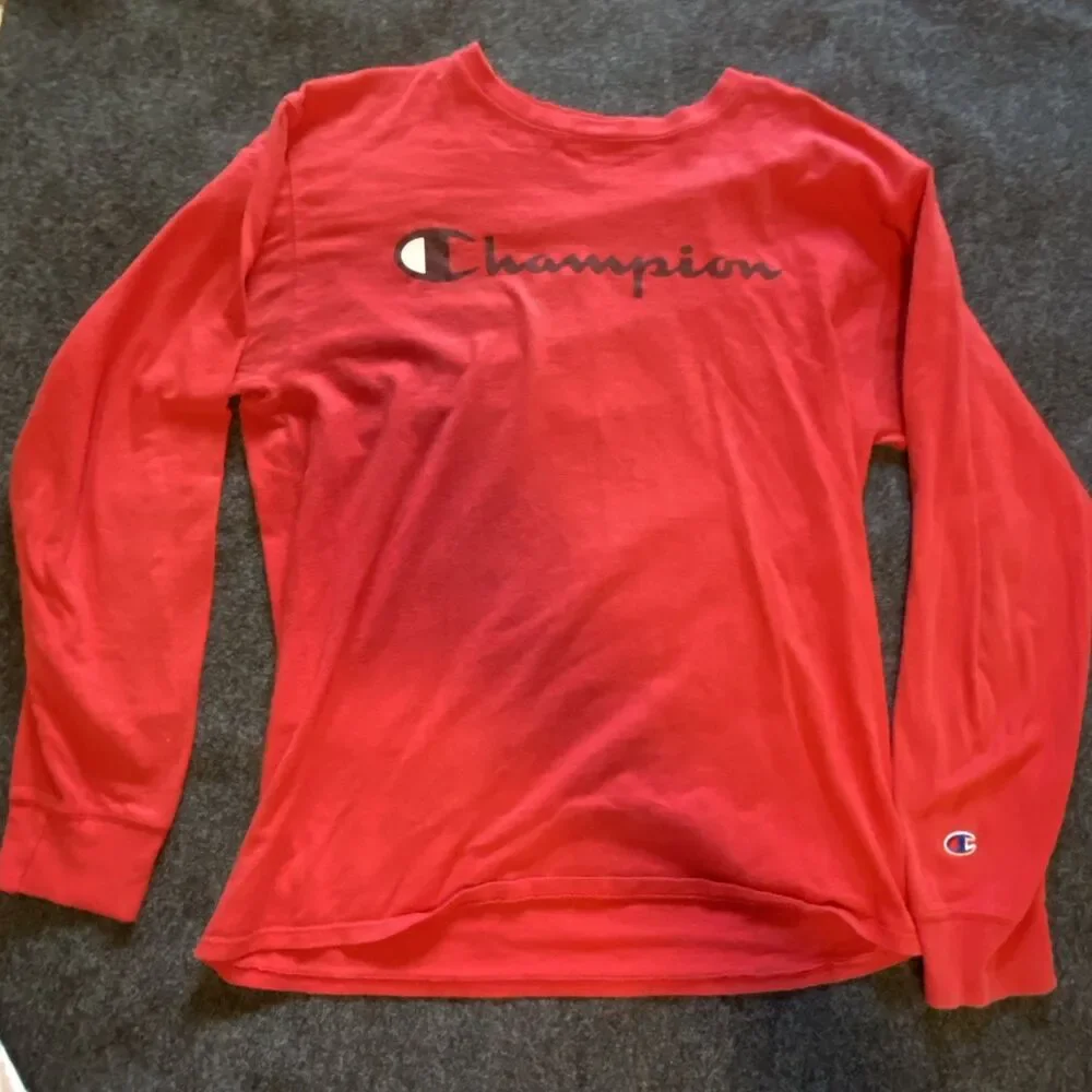 Champion Long Sleeve T-Shirt Men Size Medium Red And White - Picture 2 of 9